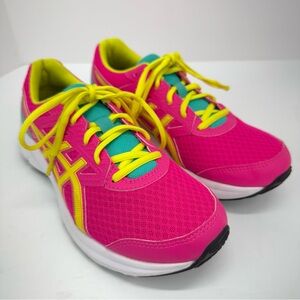 Asics Jolt 3 GS size 7 Girls Pink Yellow Lace Up Athletic Running Shoes